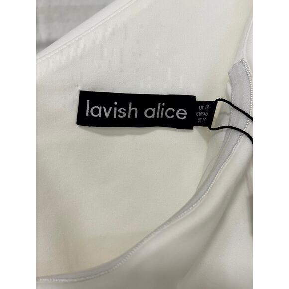 Bride Party Dress Shower Plus 14 White Draped Ruffle One Shoulder Lavish Alice - Picture 5 of 8